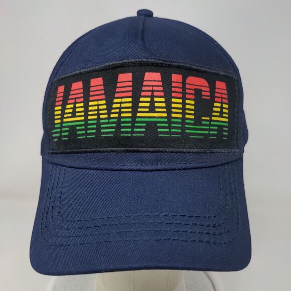 JAMAICA Slideback Hat Blue One Size Adjustable Vented Holes Laid Back Cotton - Picture 2 of 8